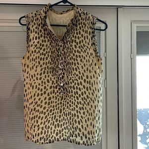 J. Crew Cream and Black Sleeveless Blouse